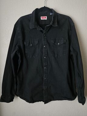 Wrangler Black Long-Sleeve Button-Front Western Shirt